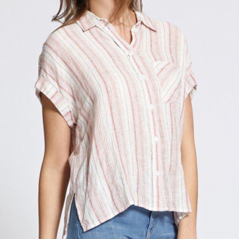 Sanctuary Mod Stripe Boyfriend Shirt, Small